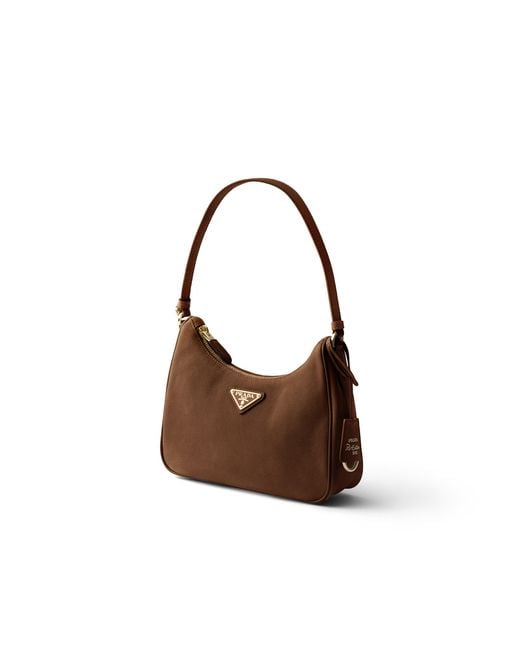 Prada Brown Re-Edition 2005 Nubuck And Saffiano Leather Mini-Bag