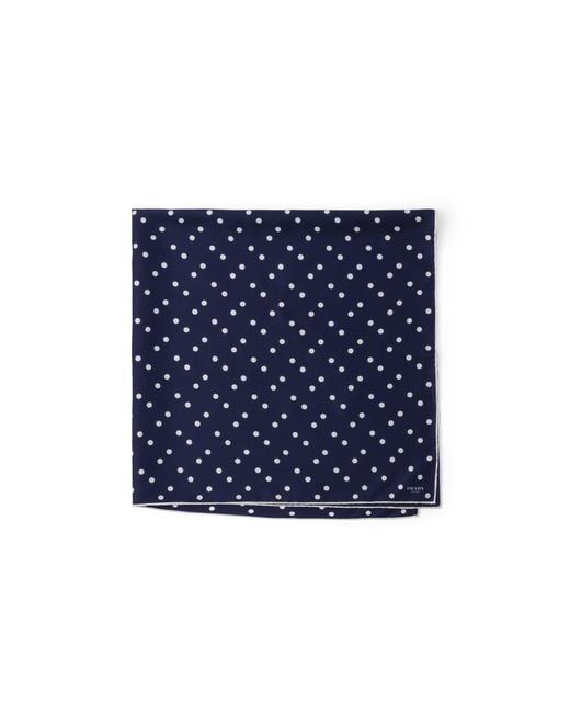 Prada Blue Printed Silk Twill Scarf 90