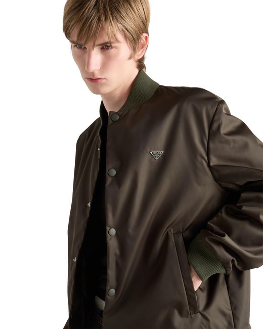 Prada Brown Re-Nylon Bomber Jacket for men