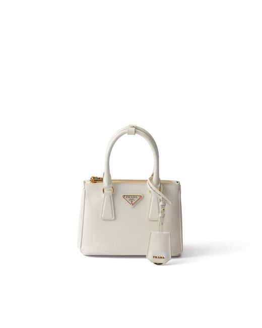 Prada White Galleria Mini Patent Saffiano Bag