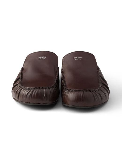 Prada Brown Leather Mules, Size 5 for men