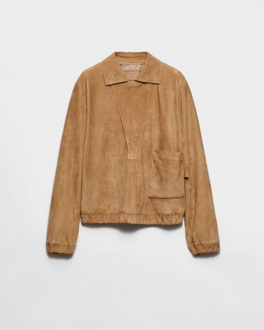 Prada Natural Blousonjacke Aus Wildleder