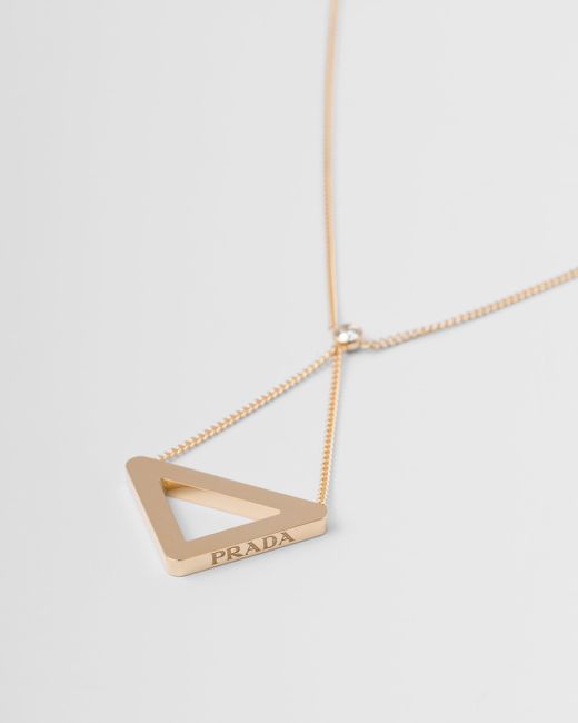 Prada White Eternal Gold Cut-out Pendant Necklace In Yellow Gold