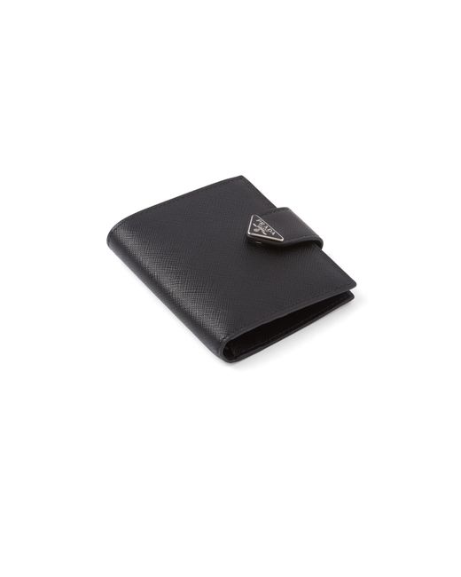 Prada Black Saffiano Logo-Plaque Wallet for men