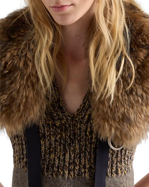 Prada Gray Shetland Wool And Cashmere V-Neck Dress