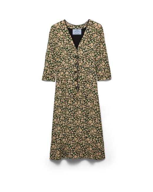 Prada Green Embroidered Printed Sable Dress, Bottle