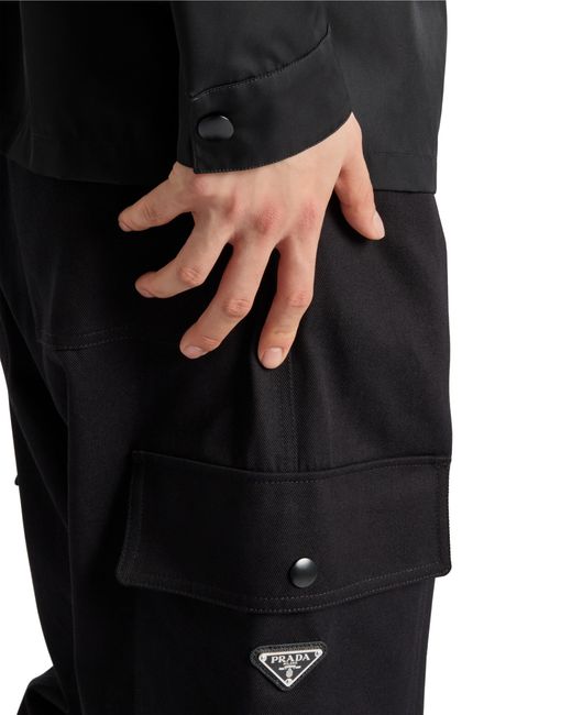 Prada Black Re-Nylon Zip-Up Oversized Shirt for men