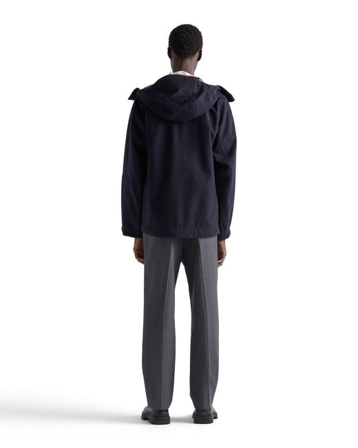 Prada Blue Hooded Cashmere Jacket for men