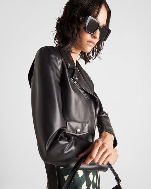 Prada Black Nappa Leather Biker Jacket