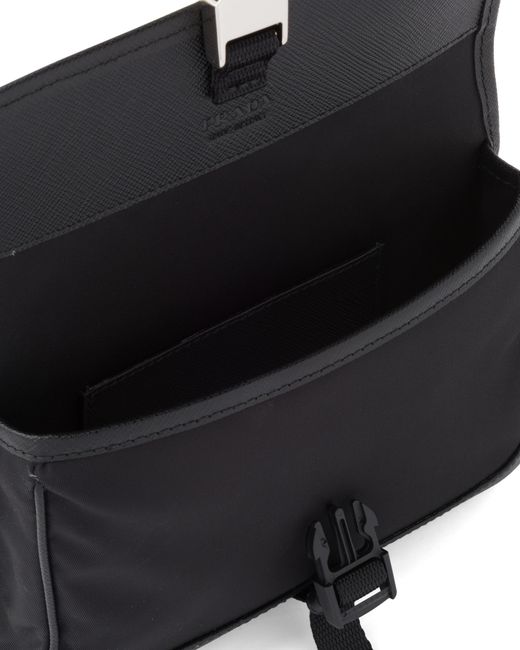 Prada Black Re-Nylon And Saffiano Leather Smartphone Case for men