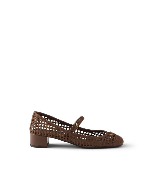Prada Brown Crochet Pumps