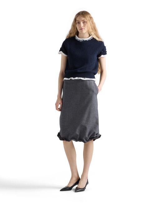 Prada Blue Wool And Cashmere Crew-Neck Sweater