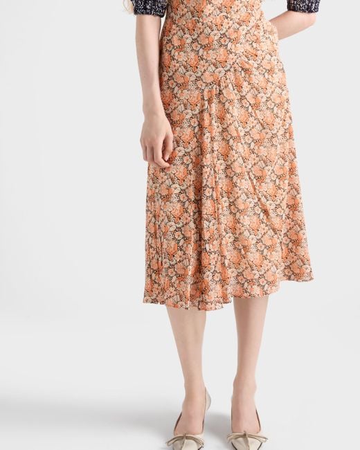 Prada White Printed Georgette Dress