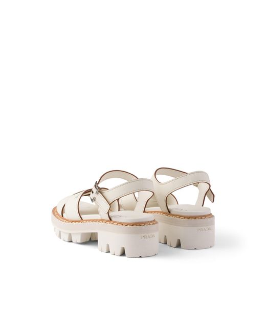 Prada White Leather Sandals