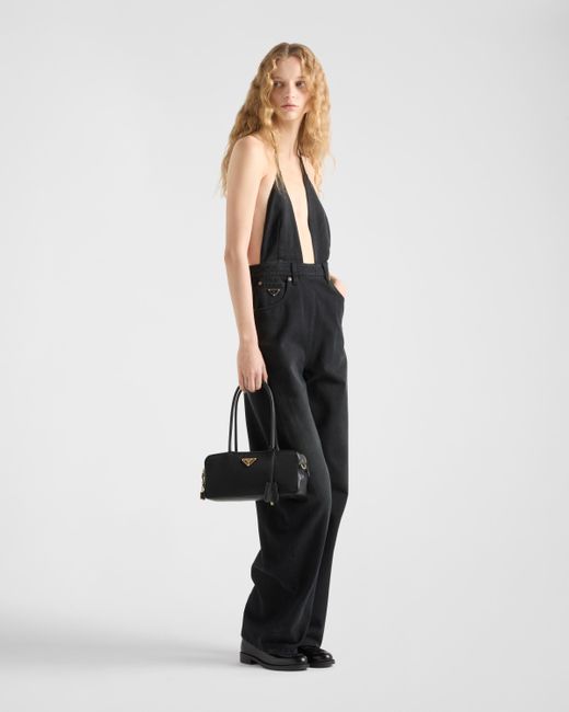 【PRADA】RE-NYLON AND LEATHER MEDIUM TOP-HANDLE BAG Prada Re-Nylon and Leather Medium Top Handle Bag | Saks