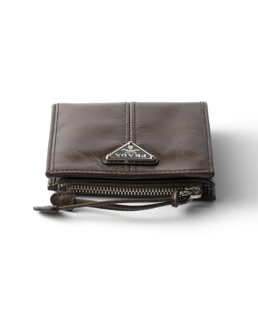 Prada White Small Leather Wallet for men