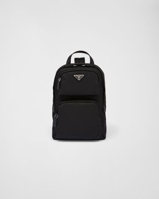 Prada Black Re-nylon And Saffiano Leather Backpack for men