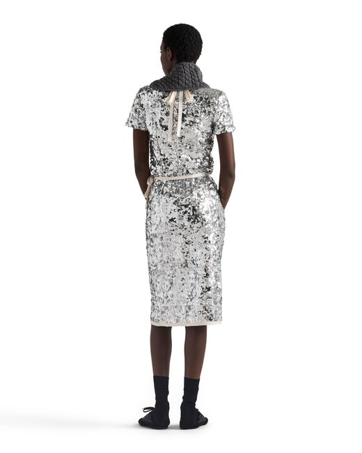 Prada Gray Embroidered Sequin Skirt