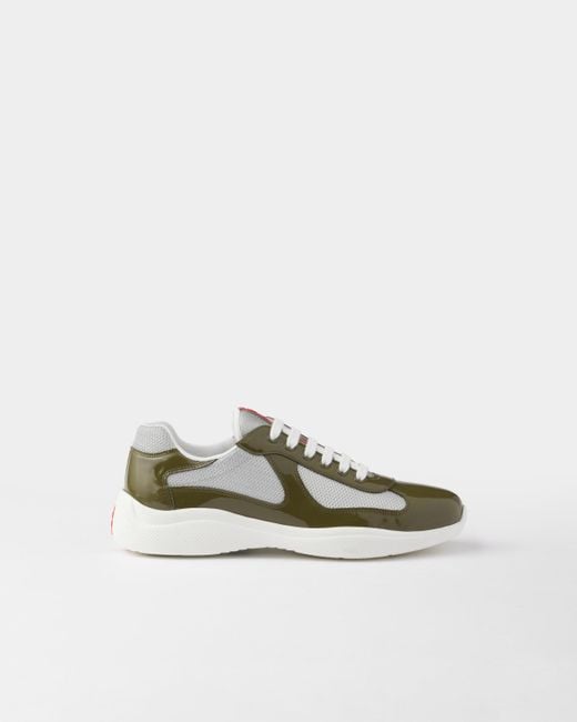 Prada Green America's Cup Vernice Bike Low Top Sneaker for men