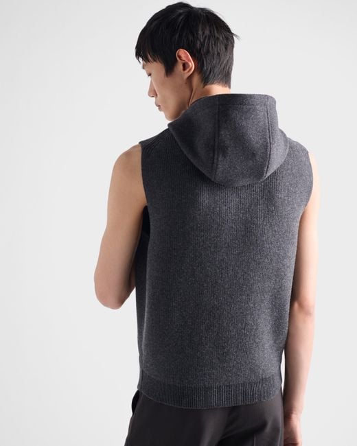 Gilet En Laine Et Cachemire Avec Fermeture À Glissière Prada pour homme en coloris Blue