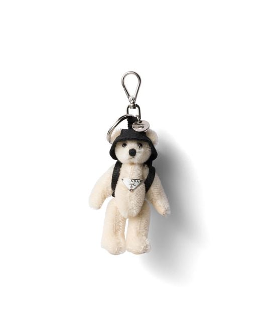 Prada White Teddy Keychain Charm for men