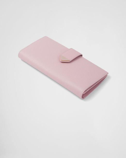 Prada Pink Large Saffiano And Smooth Leather Wallet