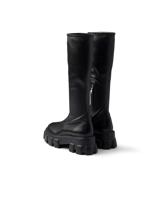 Prada Black Monolith Stetch Nappa Leather Boots