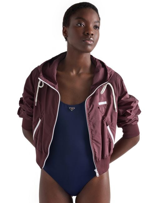 Prada Blue One-Piece Jersey Swimsuit