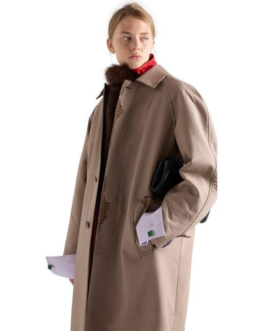Prada Natural Bonded Poplin Coat With Devoré Effect