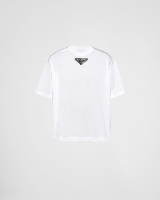 Prada T-shirt Aus Jersey in White für Herren