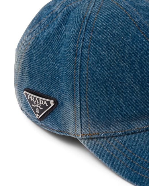 Prada Blue Baseballkappe Aus Denim