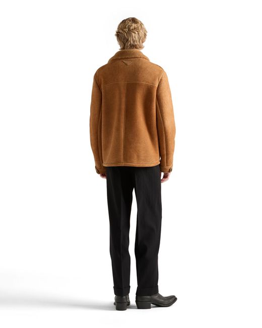 Caban En Shearling, Homme, Taille Prada pour homme en coloris Brown