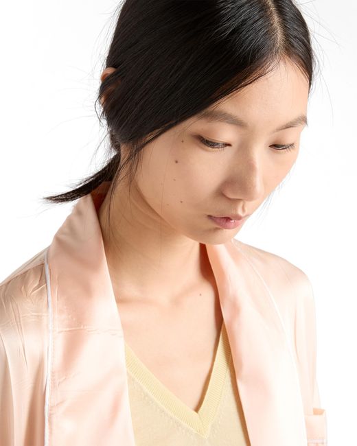 Jersey De Cachemir Y Seda Con Escote En V, Mujer, Talla Prada de color Natural