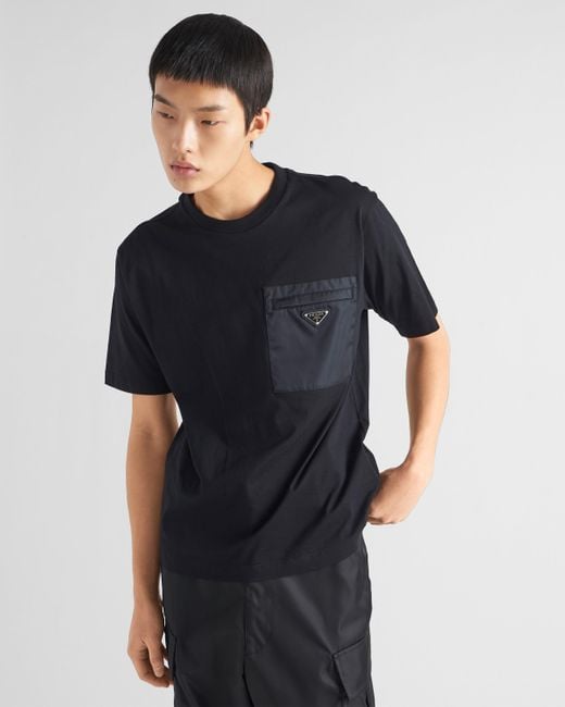 T-shirt En Re-nylon Et Jersey Prada pour homme en coloris Black