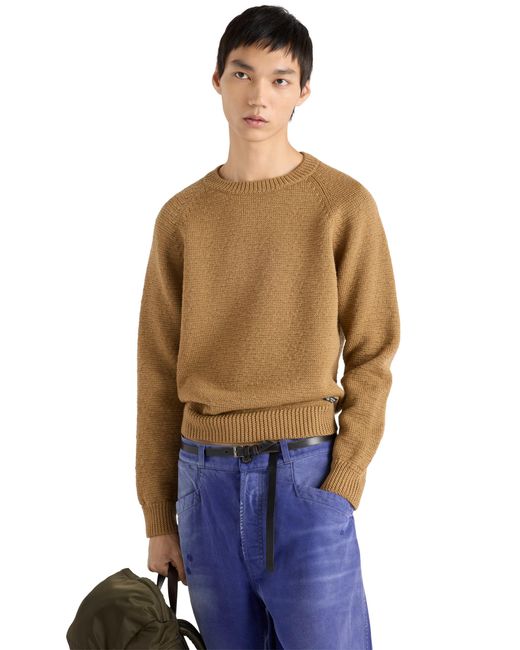 Prada Natural Wool Crew-Neck Sweater for men