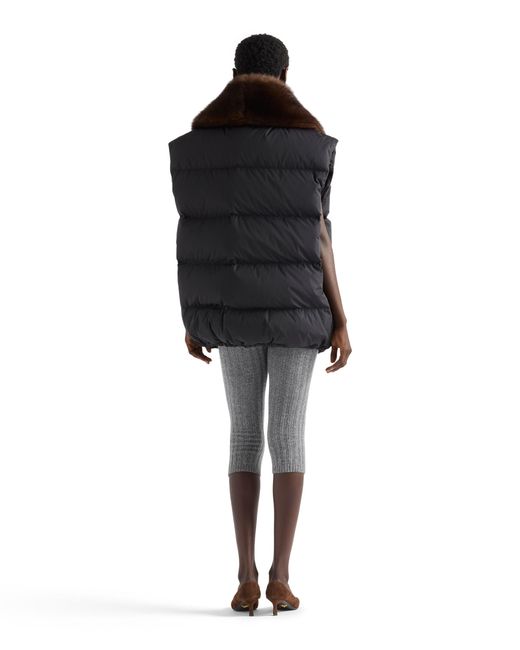 Prada Black Re-Nylon And Shearling Down Vest