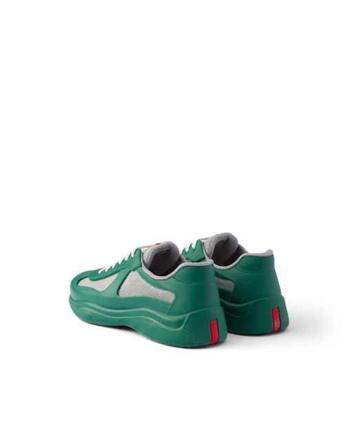 Prada Green America's Cup Soft Rubber And Bike Fabric Sneakers for men