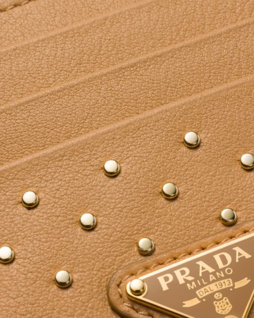 Prada White Studded Leather Card Holder