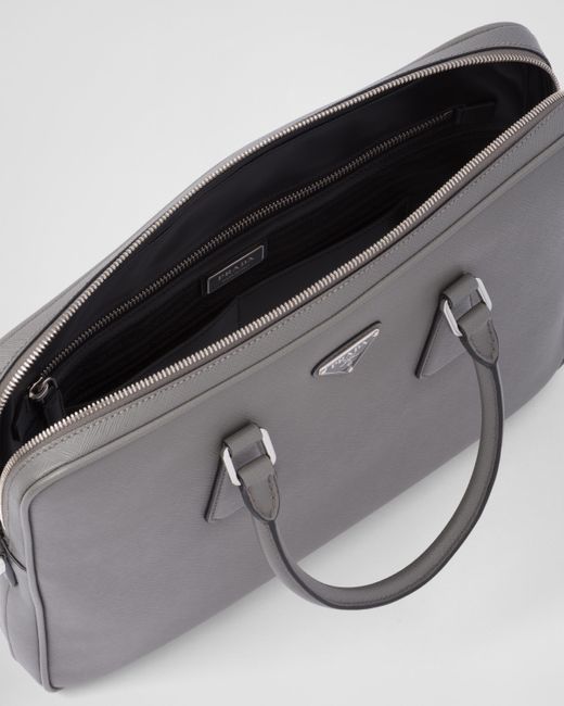 Briefcase En Cuir Prada pour homme en coloris Gray