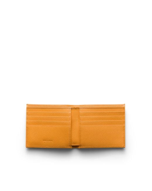 Prada Orange Saffiano Leather Wallet for men