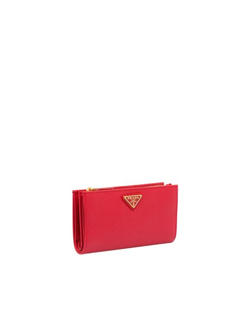 Prada Red Large Saffiano Leather Wallet
