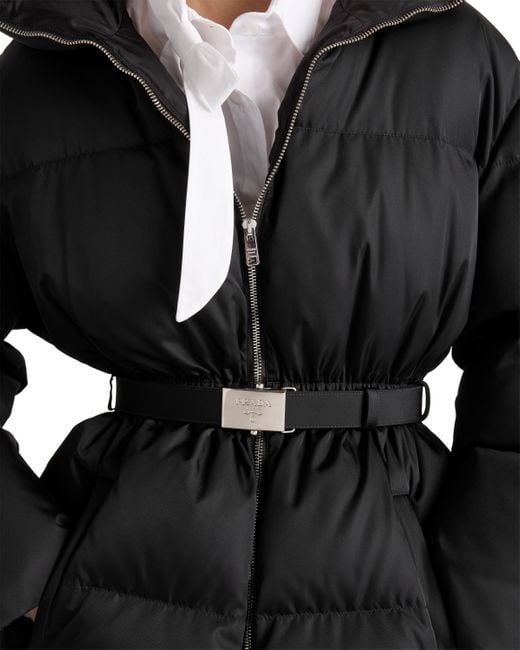 Chaqueta De Plumón Y Re-Nylon Con Capucha, Mujer, Talla Prada de color Black