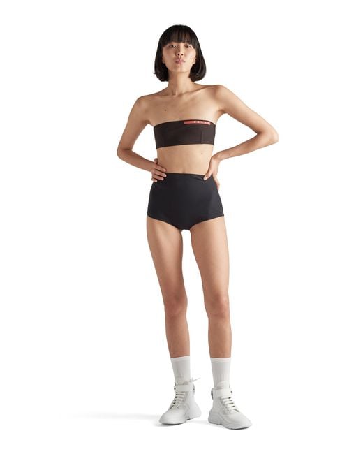 Prada Black Stretch Jersey Swimsuit Top