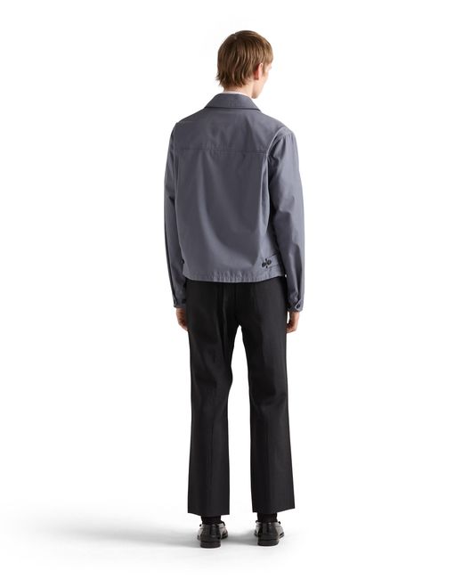 Prada Blue Technical Cotton Zipper Blouson Jacket for men