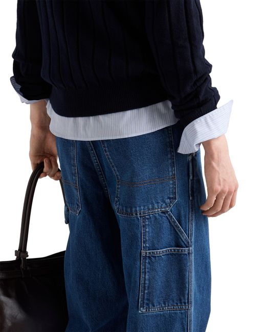 Prada Blue Light Denim Pants for men
