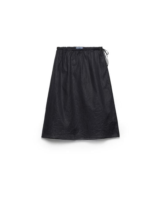 Prada Blue Cotton Organdy Midi-Skirt