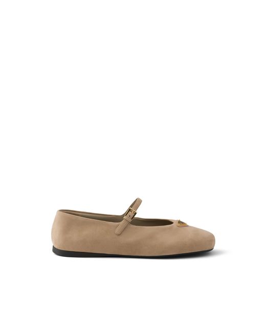 Prada White Suede Ballerinas