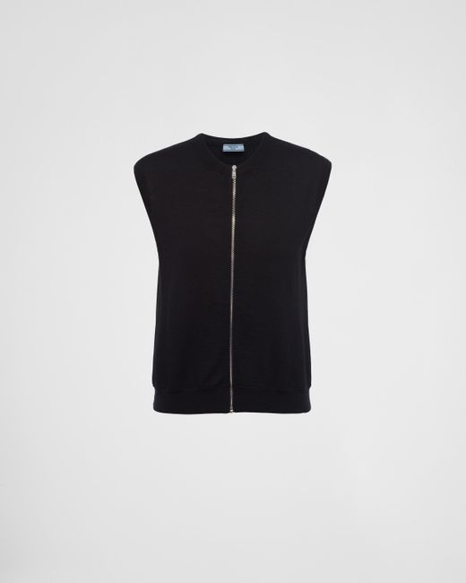 Prada Black Cashmere Zipper Vest