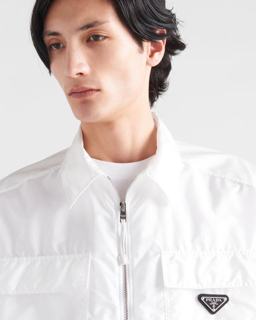 Prada White Short-Sleeve Light Re-Nylon Shirt for men