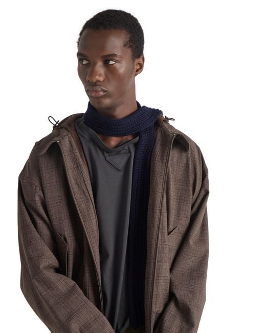 Prada Blue Wool Scarf for men